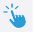 Blue icon of a hand with an extended index finger and motion lines.