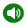 Green circle with a white speaker with sound waves.